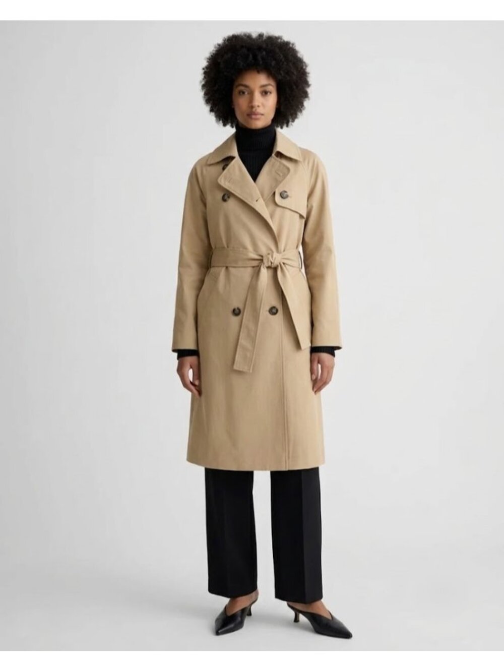 NWT Everlane The Modern Trench in Cornstalk Khaki Twill Cotton Belted Coat XS